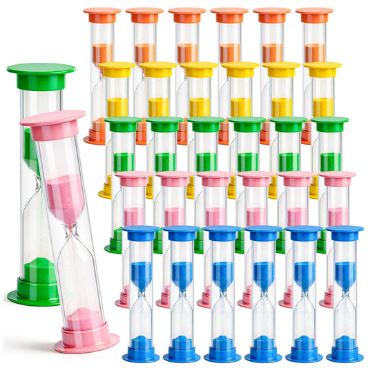 30 Pcs 5 Minute Sand Timer, Plastic Hourglass 5 Min Visual Sand Clock Colorful Timer for School Classroom, Office Decoration, Kitchen Cooking and Kids Time Management (5 Colors)