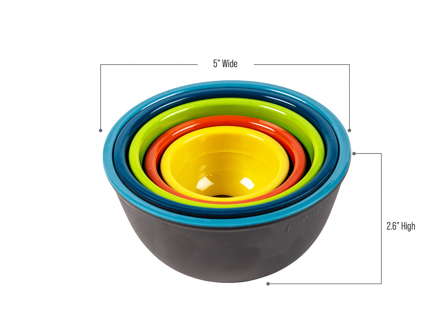 Prepara Two-Tone Melamine Pinch Bowl, Set of 5, Multicolored