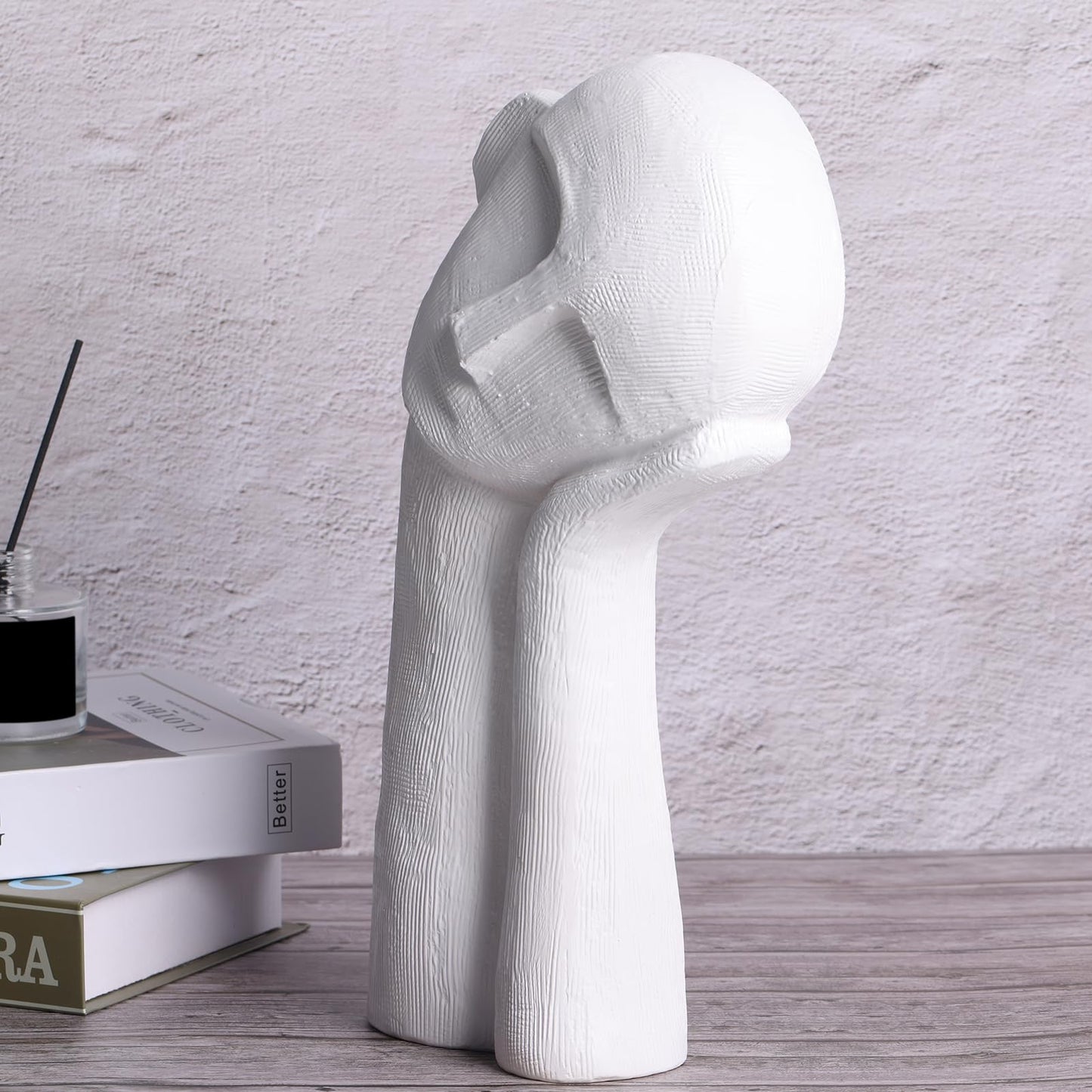 XIAOMAGG White Head Sculpture Ceramic Thinker Statue, Modern Home Statue Head Decor Bust Statues,14 Inch Tall Abstract Sculpture, for Shelf Home and Office,Shelves, Bookshlf, Gift