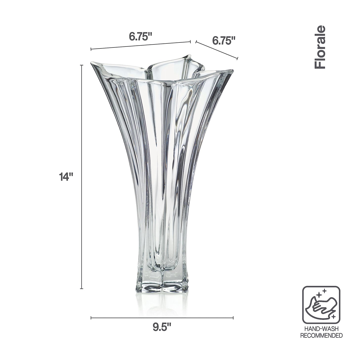 Mikasa Florale Crystal Vase, 14"