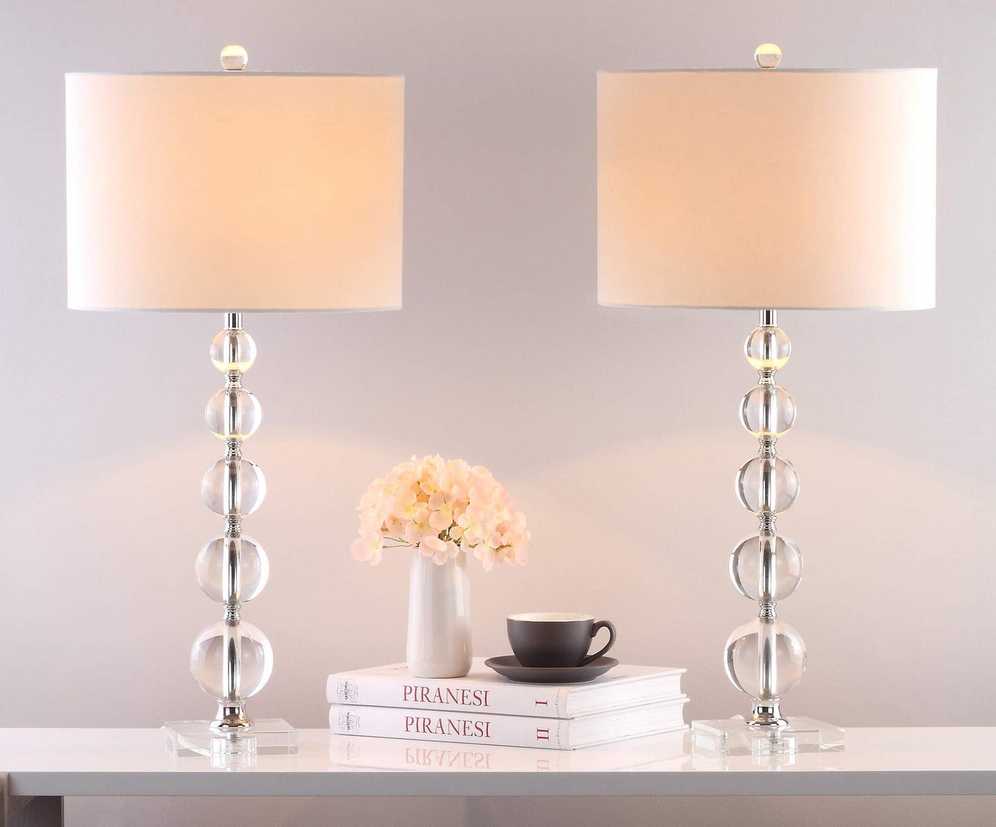 SAFAVIEH Lighting Collection – Set of 2 Liam Stacked Crystal Ball 29-Inch Table Lamps, LED Bulbs Included, Bedroom Living Room Home Office (LIT4112A-SET2)