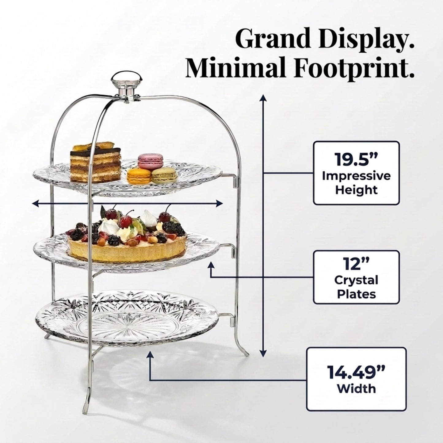 Godinger 3 Tiered Platter Stand - Dublin Crystal Collection