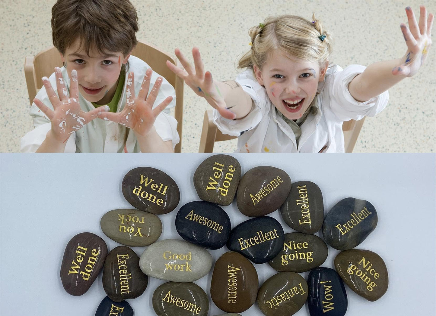 Majorhouse 52pcs Engraved Inspirational Stones With Inspiring Prayer Words,Encouragement Stones for Family and Friends.You rock.