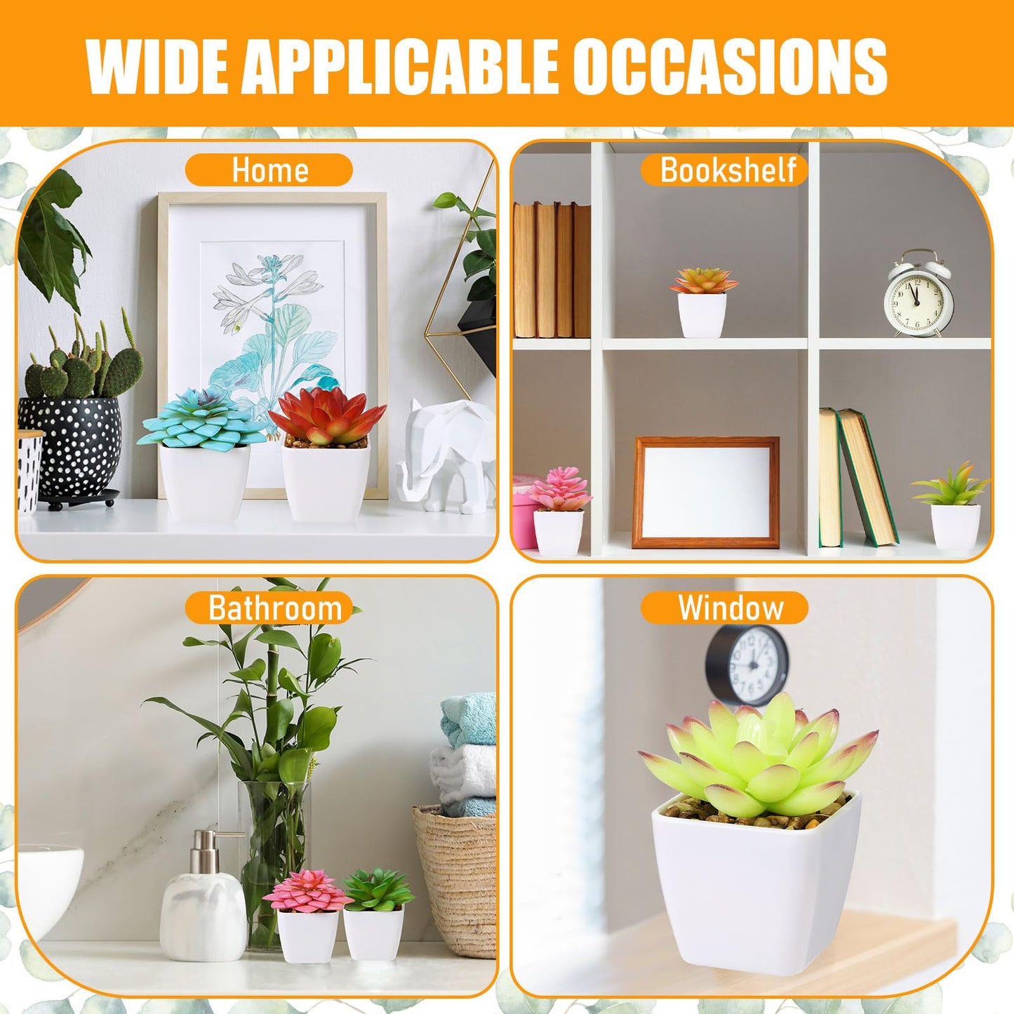 Yunlly 24 Pack Mini Artificial Succulent Plants in Pots Bulk Small Potted Faux Succulent Plants in White Pots for Indoor Home Office Desk Window Bathroom Bedroom Commodity Shelf Decoration