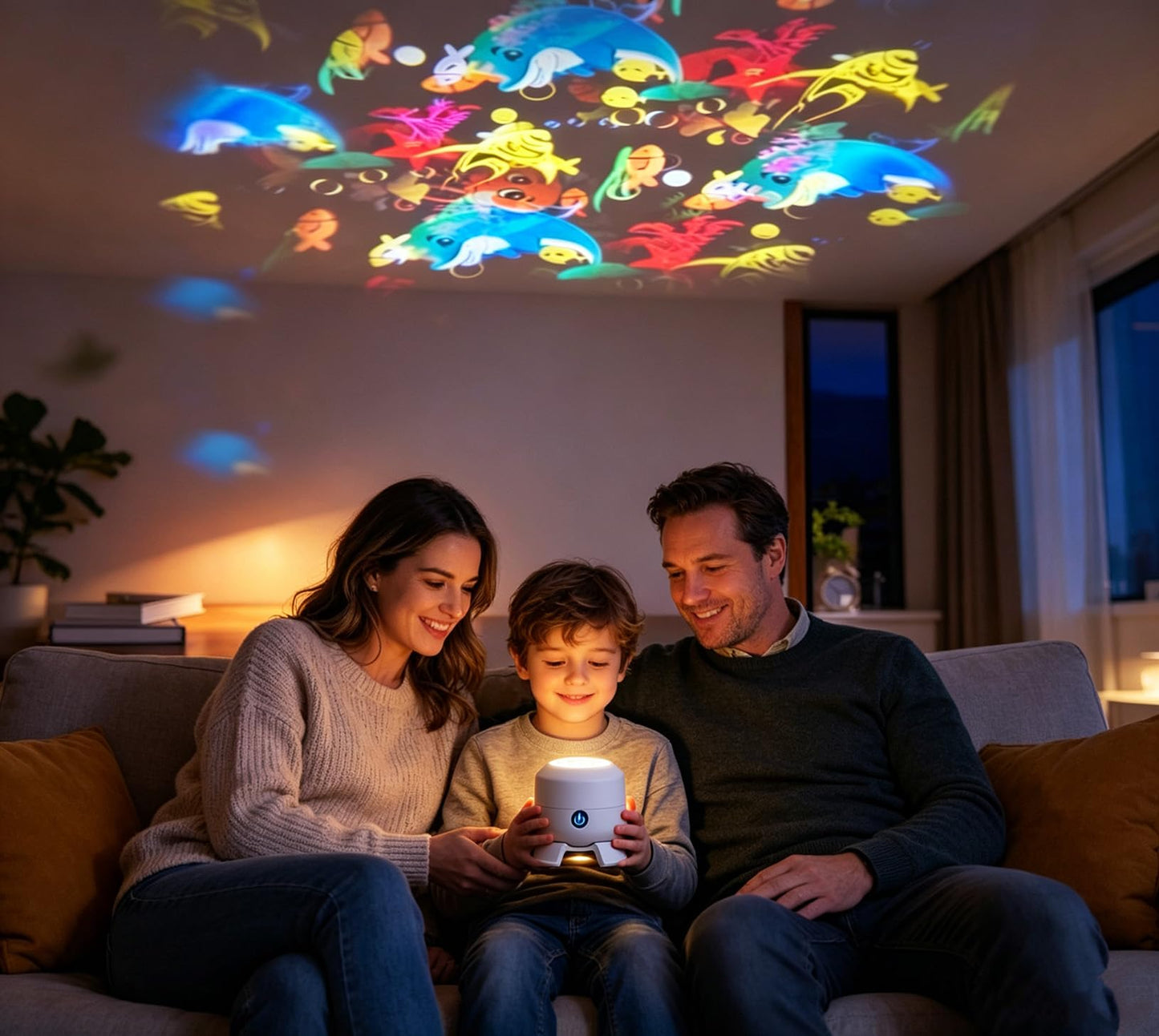 Yinhamnl Dynamic Rotating LED Projector Ocean Light, 2-in-1 LED Ocean Light Projector, 360° Rotating USB Rechargeable Night Light Projector for Bedroom Home Decor Gifts