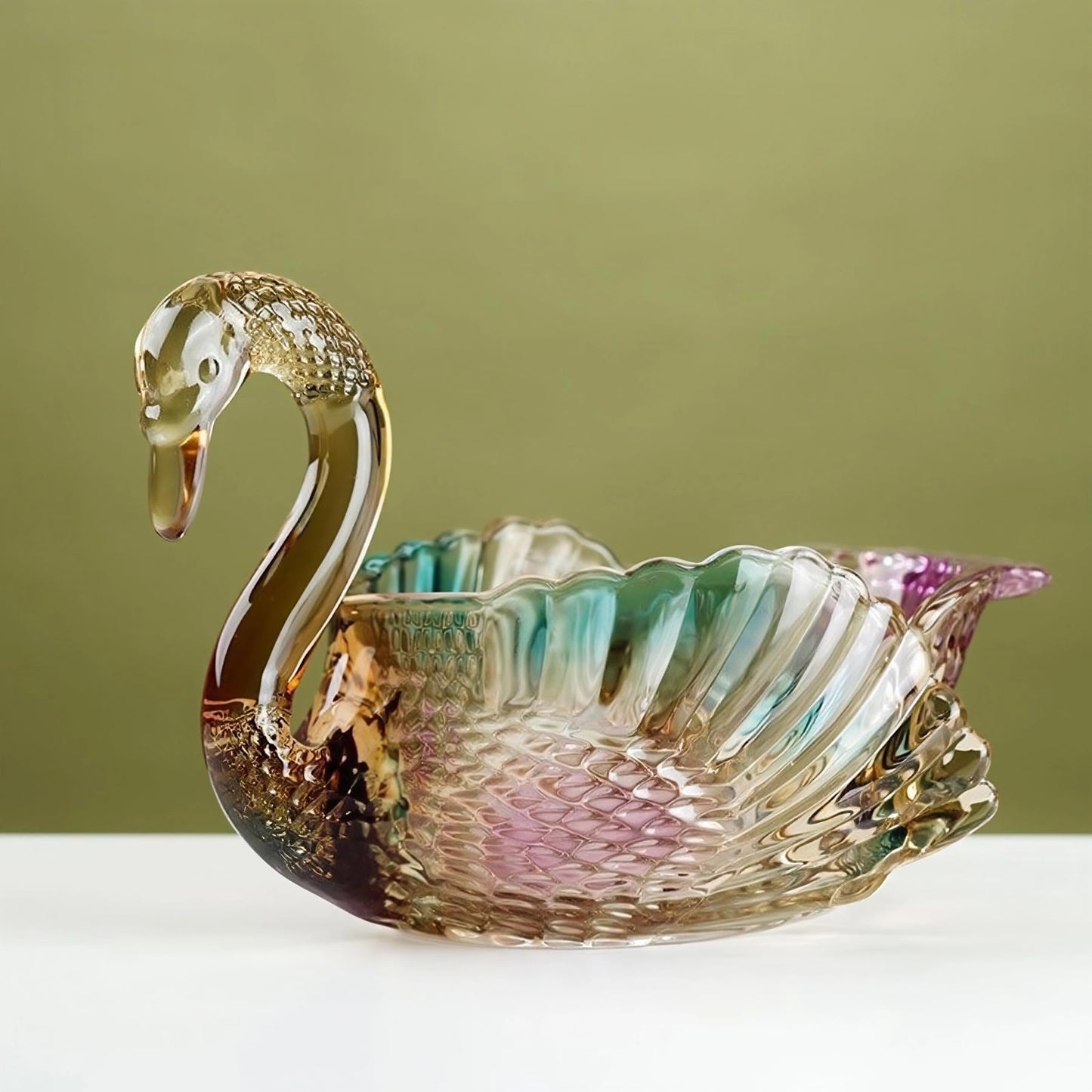 Falytemow Swan-Shaped Candy Dish Swan Design Fruit Bowl Dessert Snack Plate