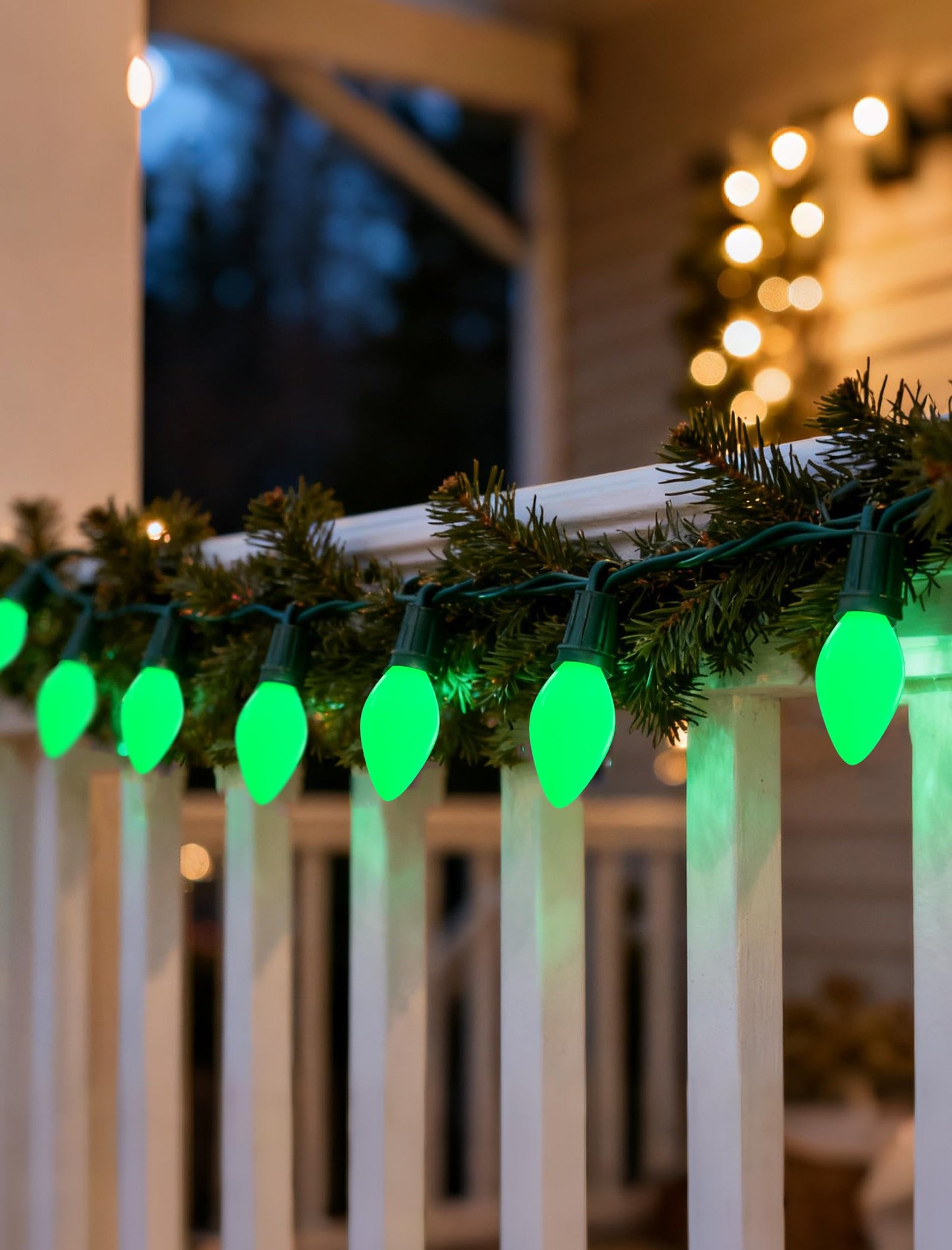 Bokoiuu C7 LED Christmas Light Bulbs, 25 Pack Green Replacement Bulbs, Shatterproof Green LED Light Bulbs for C7 Christmas String Lights, E12 Candelabra Base, 0.6 Watts