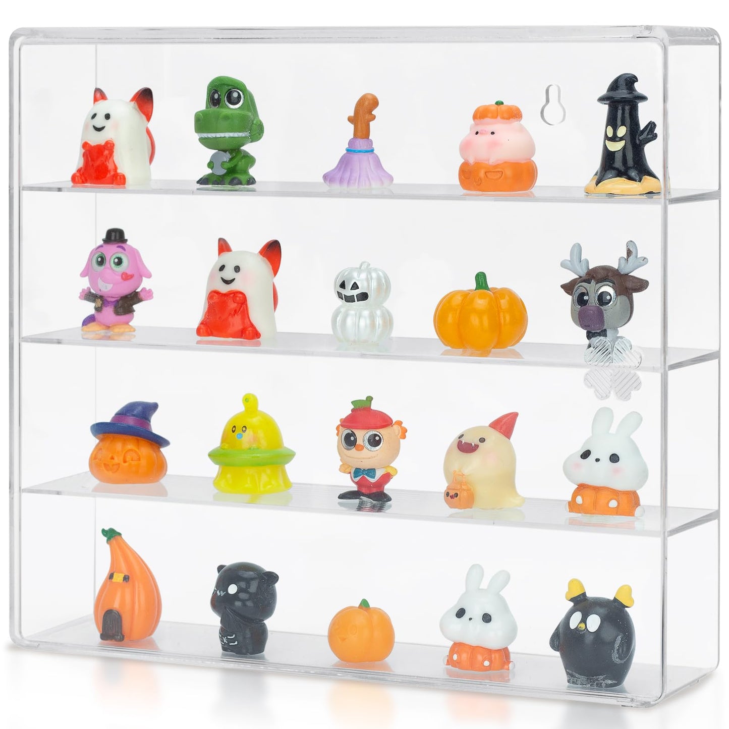 JOYMOMO Clear Display Case 4 Compartments Storage Box Cabinet Organizer for Mini Toys, Collections and Stone