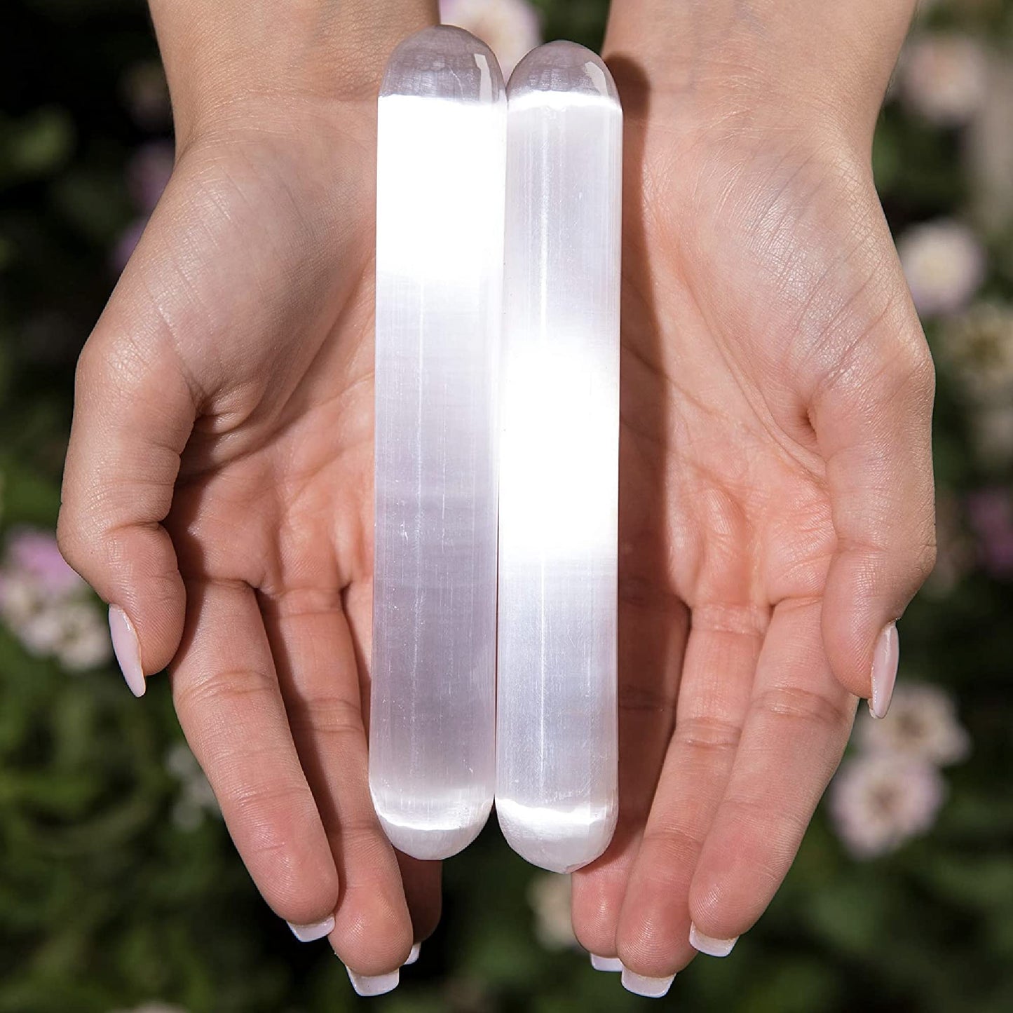 KALIFANO 2 Pack Selenite Wand with Healing & Calming Effects - High Energy Crystal Used for Cleansing and Protection (Information Card Included)