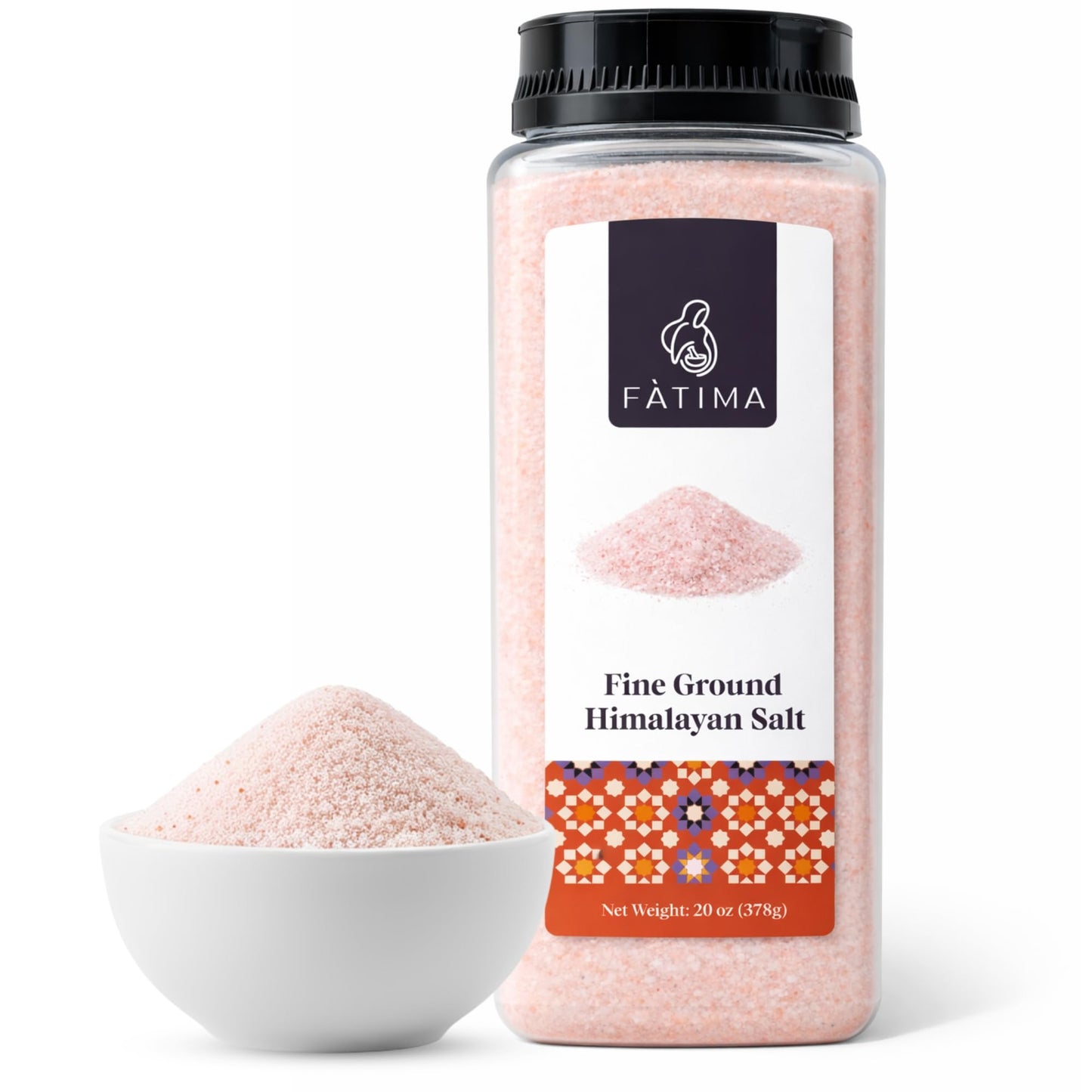Fàtima Fine Ground Pink Himalayan Salt | 100% Pure & Mineral-Rich Himalayan Rock Salt for Grinder Refill | Natural, Unrefined & Non-GMO Fine Powder for Cooking, Seasoning, Baking & Table Use | 20 Oz