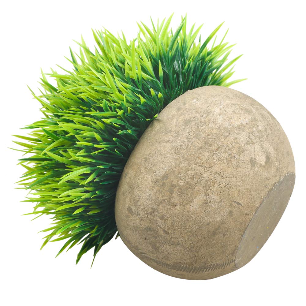 Svenee Mini Artificial Plants, Plastic Fake Green Grass Faux Greenery Topiary Shrubs with Grey Pots for Bathroom Home Office Décor, House Decorations (1)