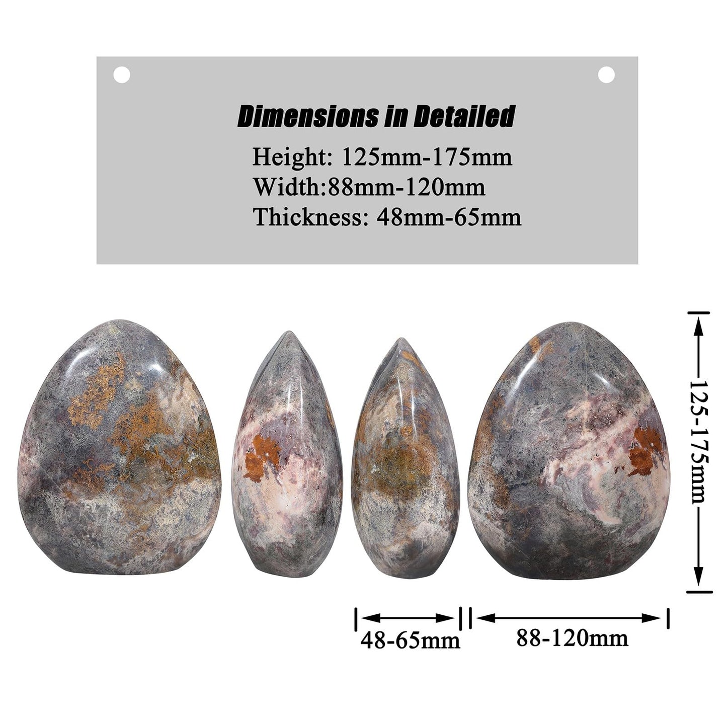Sportmusies Natural Ocean Jasper Stone Self-Standing Centerpiece Desk Table Home Decoration, Irregular-Shaped Crystal Mineral Specimen Collection Meditation Reiki, 4.92-6.88 inches
