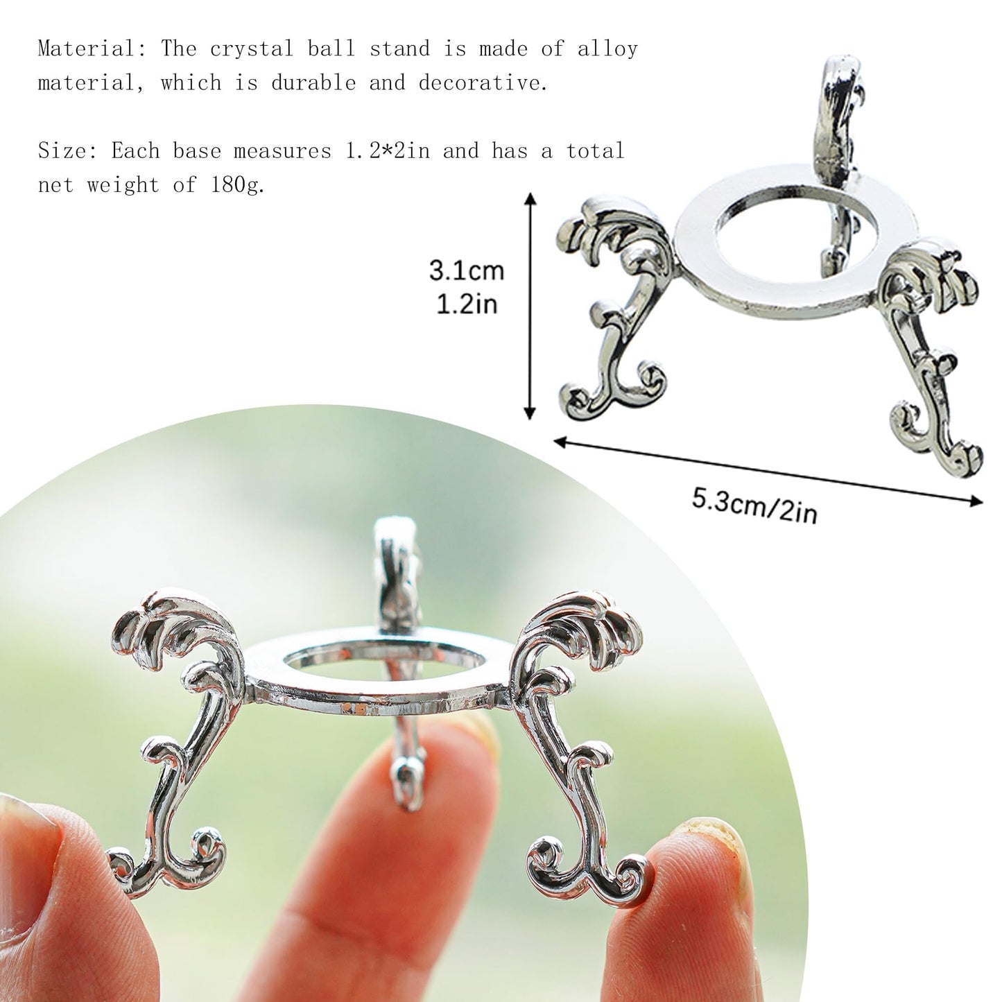 ZEERSHEE 10Pcs Silver Crystal Ball Base Display Stand Decorative Egg Stand Sphere Display Holder for Displaying 40-80mm Sphere,Globe,Balls,Egg