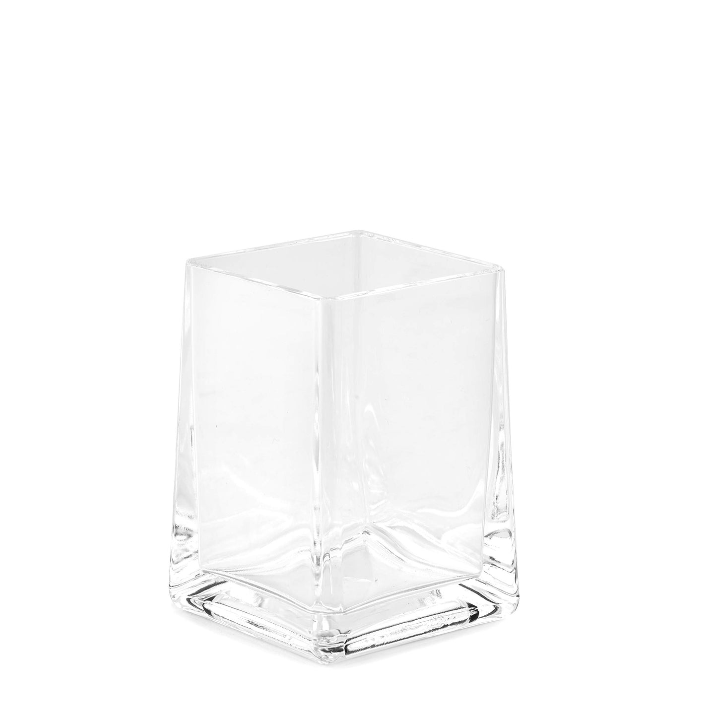 Huang Acrylic Clear Square Tapered Bathroom Toothbrush Holder/Tumbler | Easy to Clean Durable Acrylic | Single Piece Set