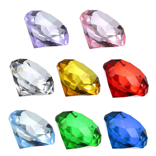 PATIKIL 8 Pcs Diamond Crystal Paperweight, 40mm / 1.57 Inch Crystal Paperweight Paper Weight for Home Office Desktop Table Decor Wedding Party Jewelry Ornaments, Multicolor