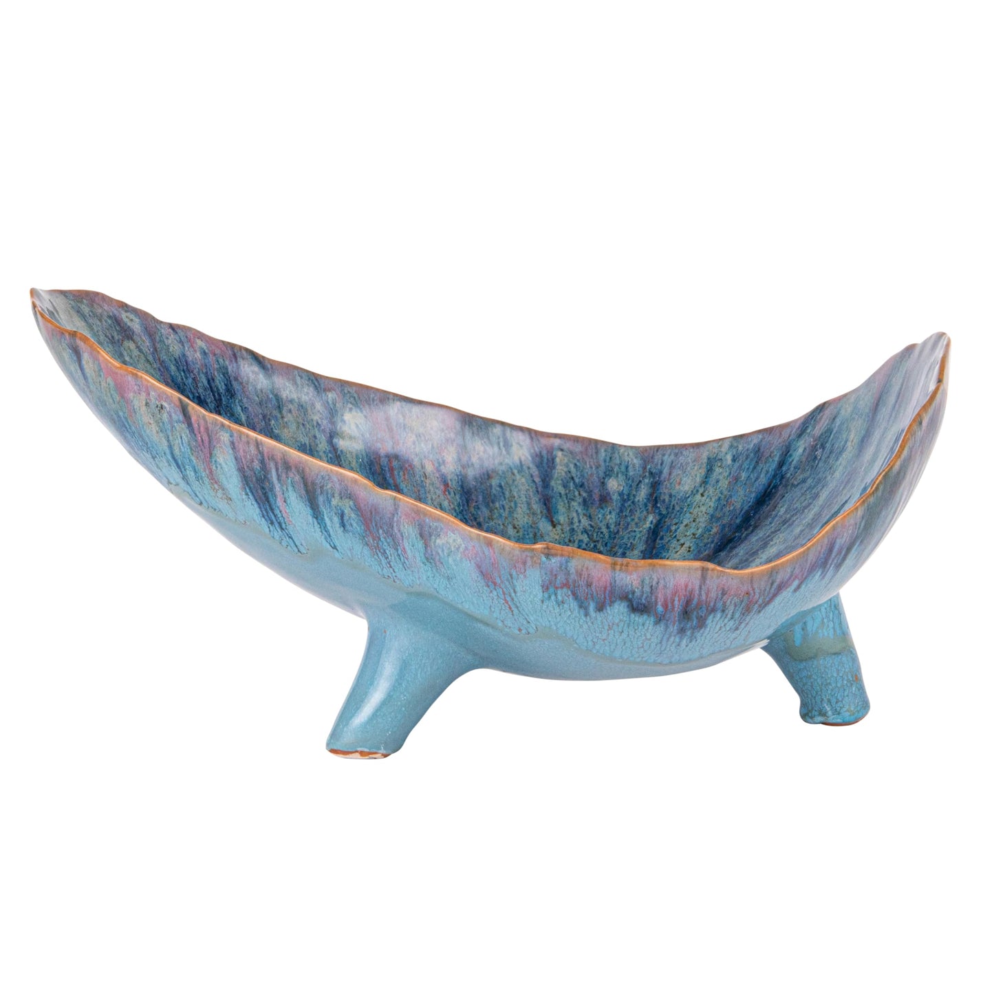 Bloomingville Azure Footed Stoneware Bowl, Blue