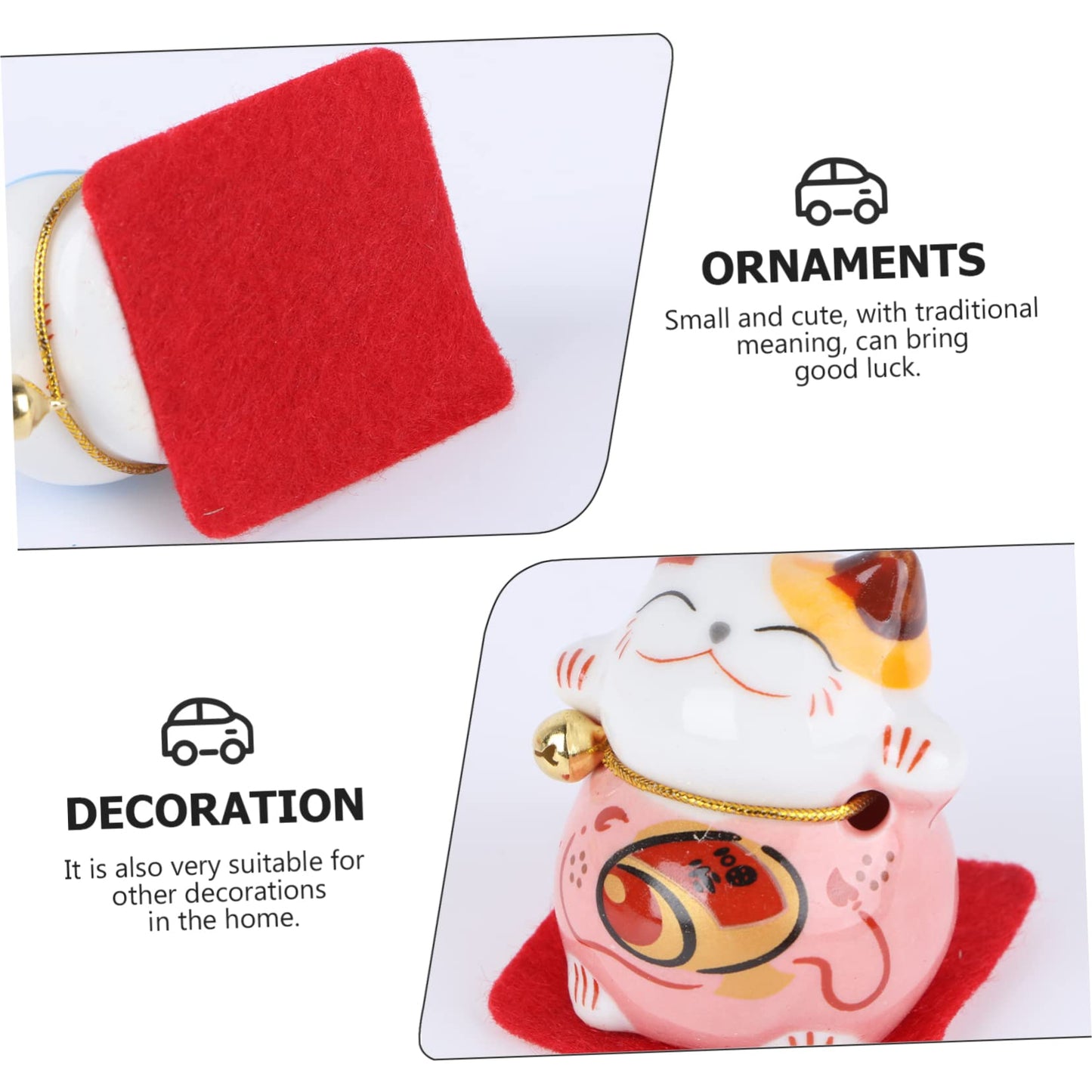 Beatifufu 5pcs Ceramic Cat Decoration Miniature Auspicious Cat Ornaments for Home and Car Decor Creative Tabletop Adornment Unique Choice for Friends and Family