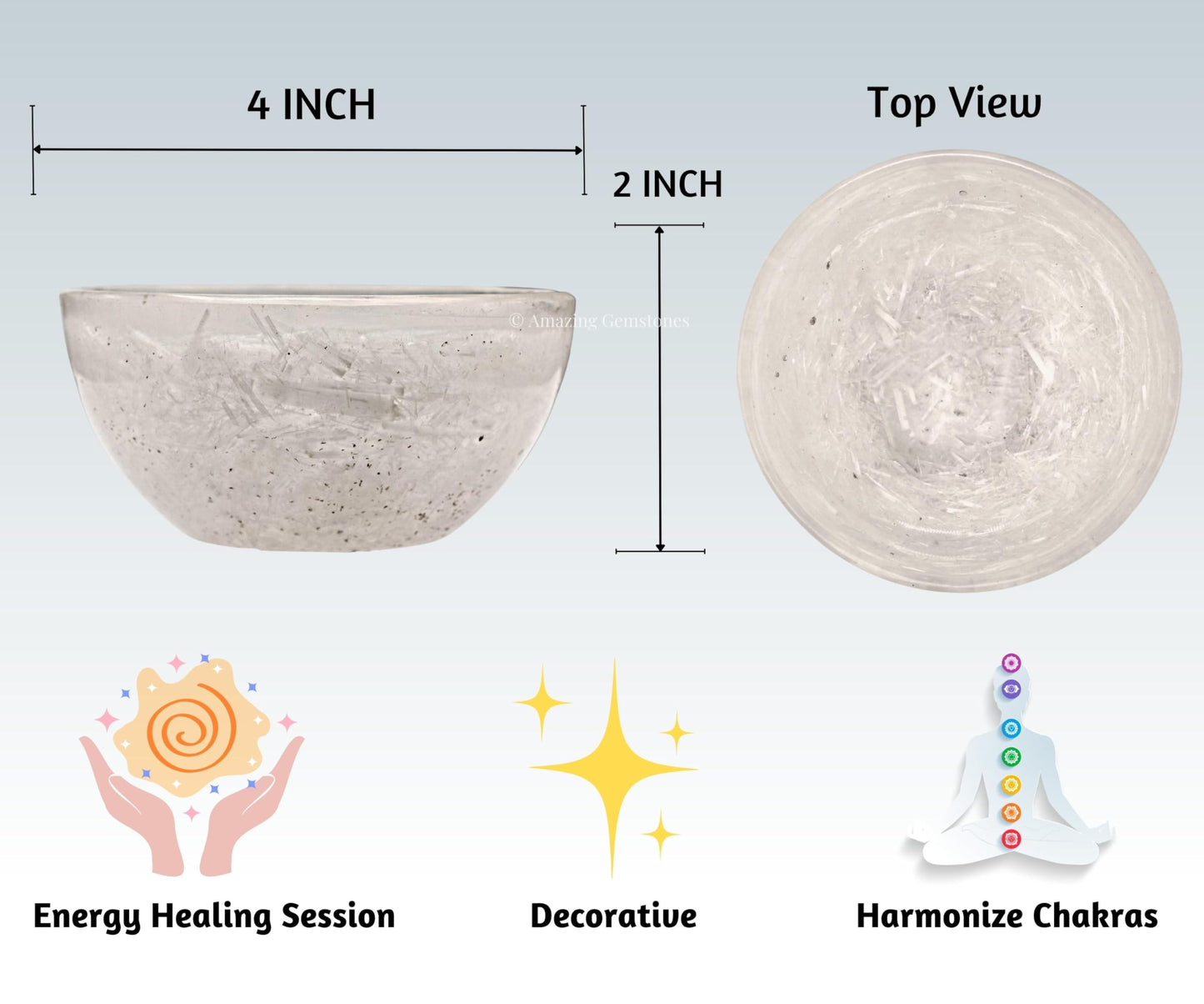 Amazing Gemstone Selenite Orgonite Orgone Crystal Gemstone Bowl - 4" Orgonite Selenite Crystal Bowl for Meditation, Crystals and Healing Stones Gift and Protection