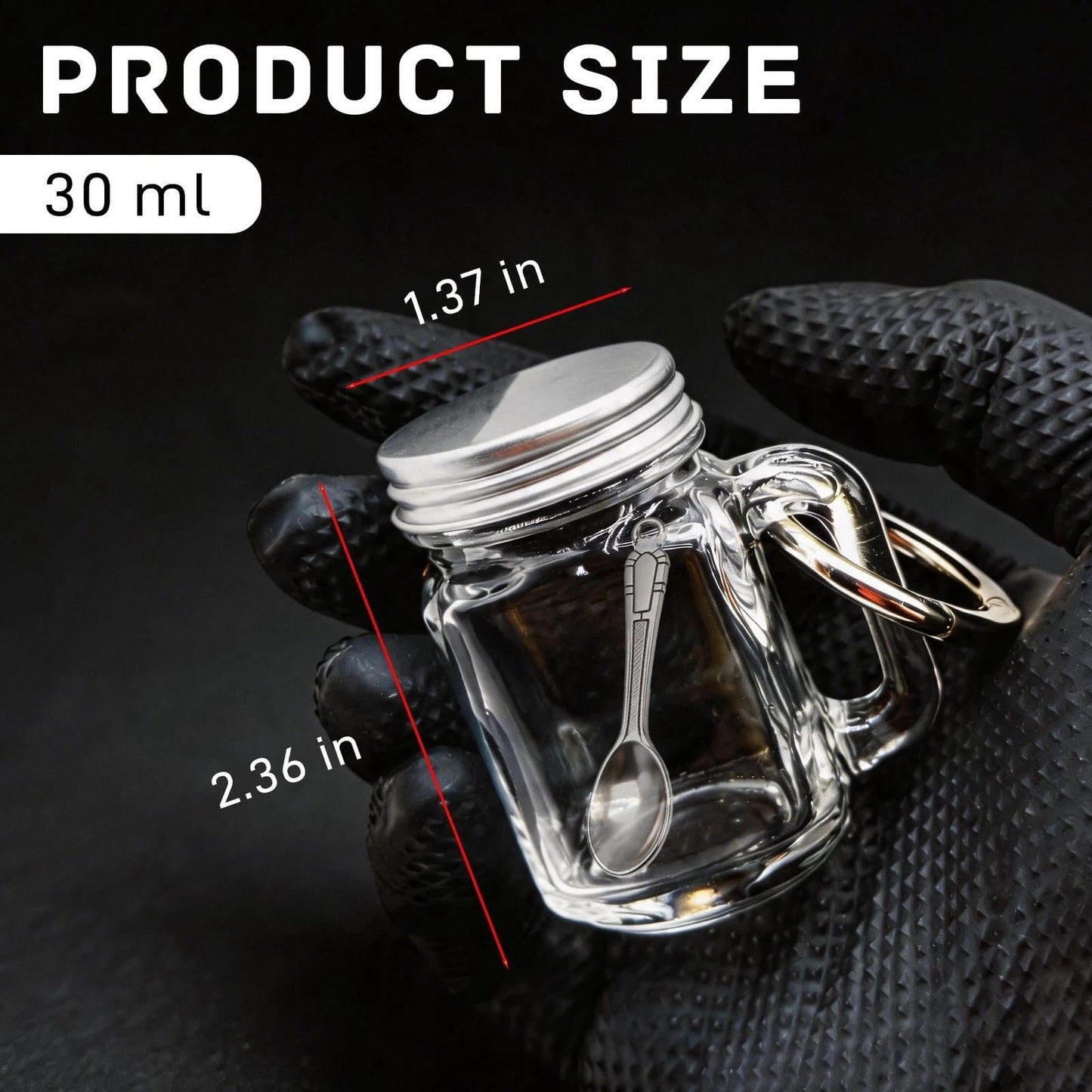 Hxszk 10 Set Mini Glass Vial with Spoon, Mini Seasoning Bottles Keychain, Coke Vial with Spoon with Keychain & Waterproof Labels, Portable Spice Jars with Spoon for Travel, Camping, Seasonings