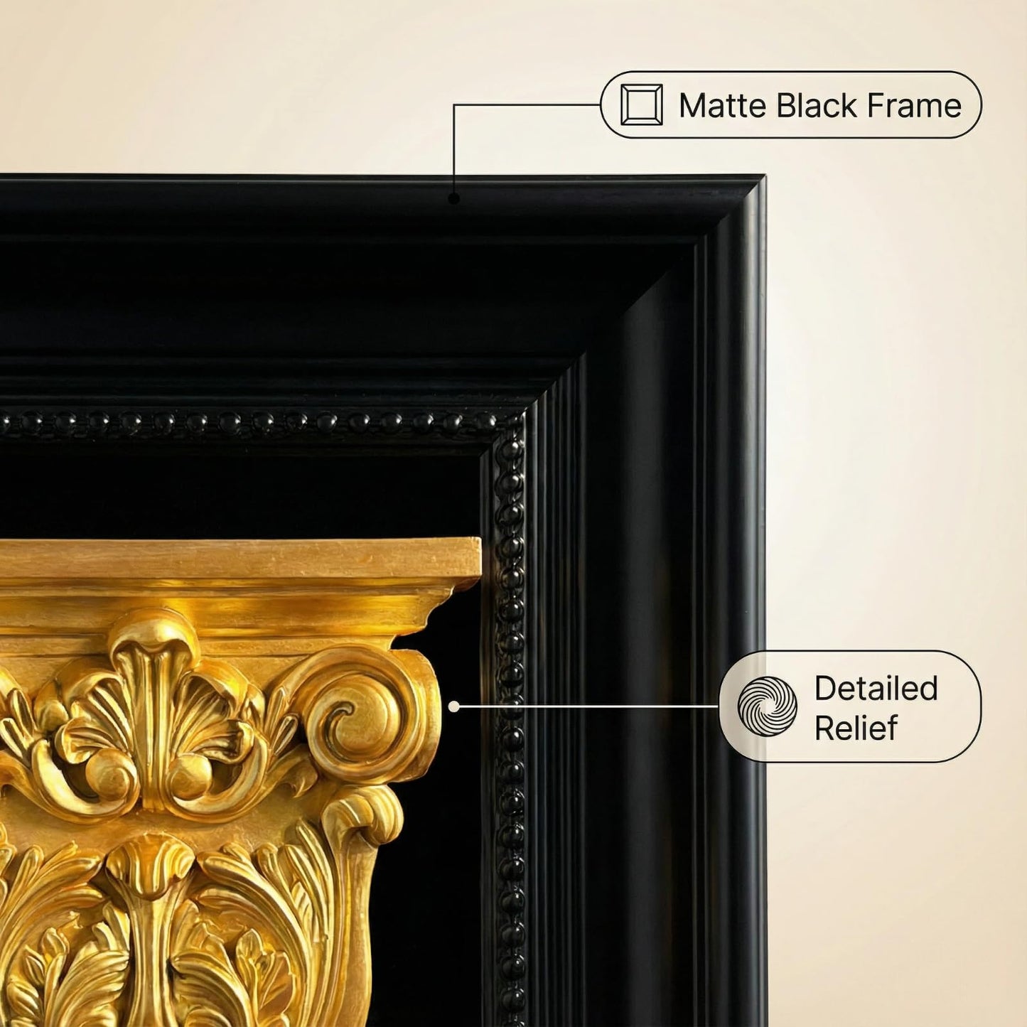 Honsol 3D Relief Roman Wall Art Sculpture With Frame, Hanging Sculpture For Living Room, Bedroom, Office, Home Decor (Golden)