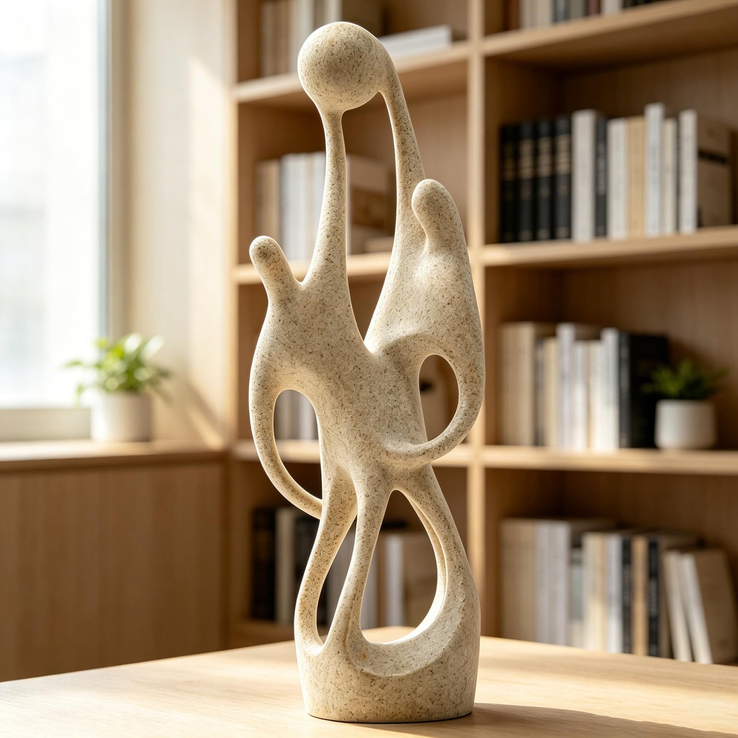 Hmusnwol Modern Statue for Home Decor Abstract Sandstone Resin Sculpture - Table Statues,Office Bookshelf Living Room Desk Decor