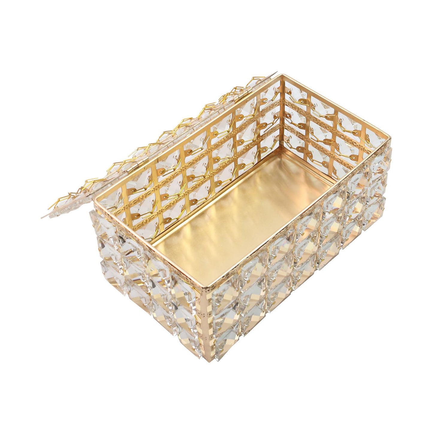 Geesatis Tissue Box Cover,Rectangle Tissue Box Holder,Gold 8''x4.5''x3.5''