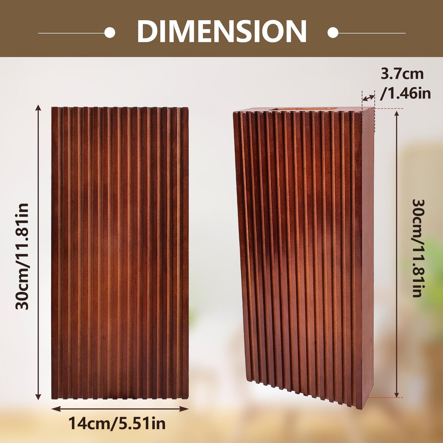 2PCS Wood Wall Planter for Indoor Plants, Wooden Hanging Planter for Dried Flowers and Artificial Greenery Plants, Wooden Pocket Vases,Modern Farmhouse Wood Wall Decor for Living Room,Bedroom,Bathroom