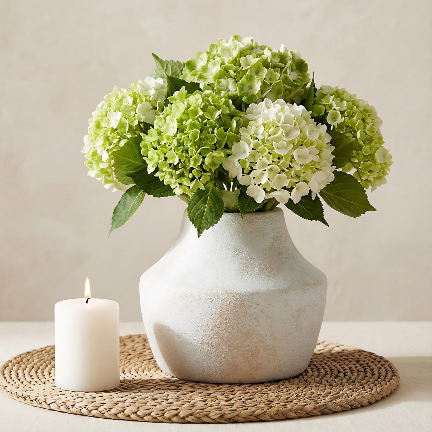 Ceramic Flower Vase 5.2 Inch - Farmhouse Centerpiece Vase for Home Decor, Rustic Table Vase for Dried Flowers, Handcrafted Pottery for Living Room, Shelf & Wedding Decor