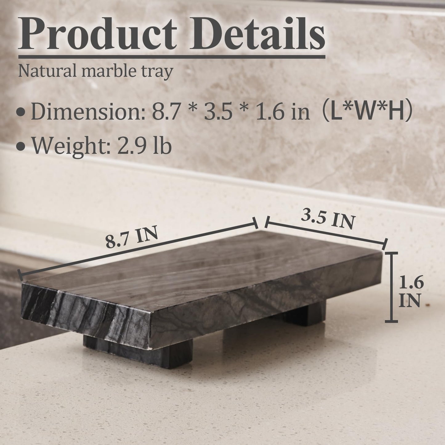 YCROJBK Natural Marble Tray Pedestal Stand, Soap Dispenser Holder, Modern Marble Riser for Decor Display, Soap Pedestal for Bathroom, Kitchen, Home Decor