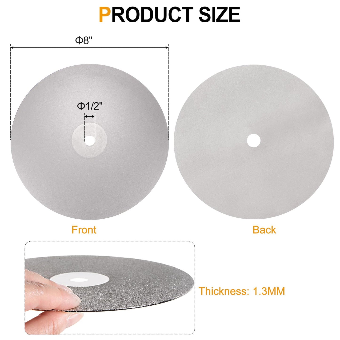 HARFINGTON Diamond Flat Lap Disc Set 8" x 1/2" Arbor 240/320/600/800/1200/3000 Grit Abrasive Wheel Lapping for Grinding Sanding Ceramics, Glass, Stones