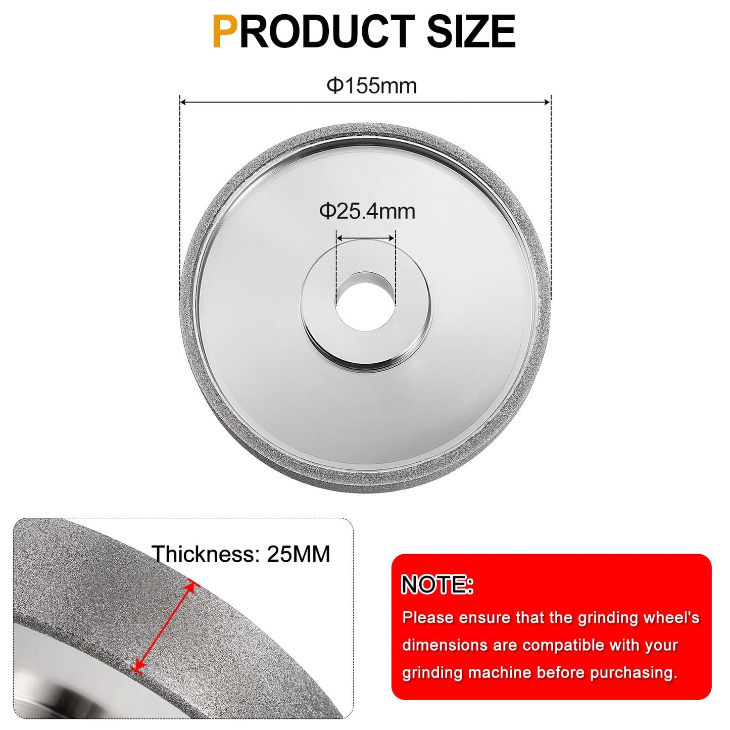 HARFINGTON Diamond Lapidary Wheel 6 Inch x 1 Inch Arbor Hole 100 Grit Grinding Wheels for Stone, Marble, Glass, Ceramics, Crystal, Carbide, Steel