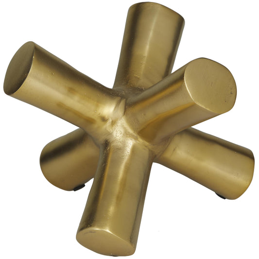 Deco 79 Aluminum Metal Abstract Decorative Sculpture Jack Home Decor Statue, Accent Figurine 8" x 9" x 7", Gold