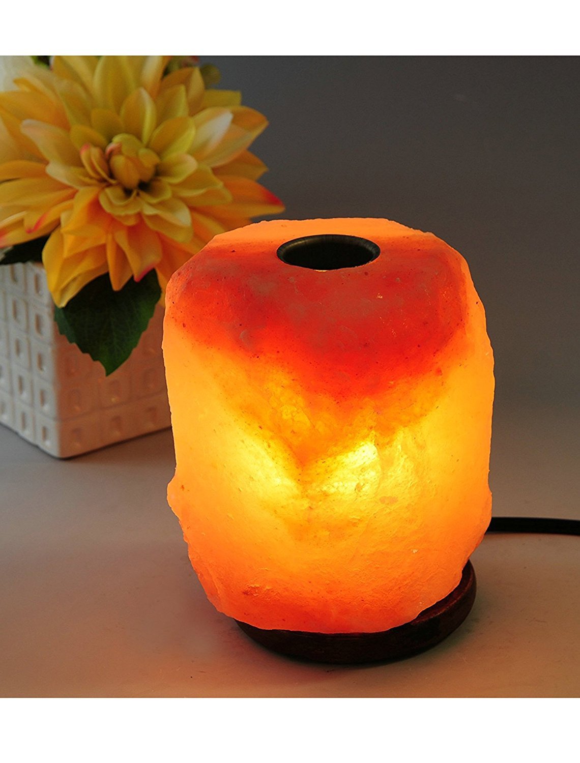 AMOYSTONE Medium Aromatherapy Salt Lamp with Essential Oil Tray, Hand Carved Himalayan Rock for Desk Decor(4-6 lbs)