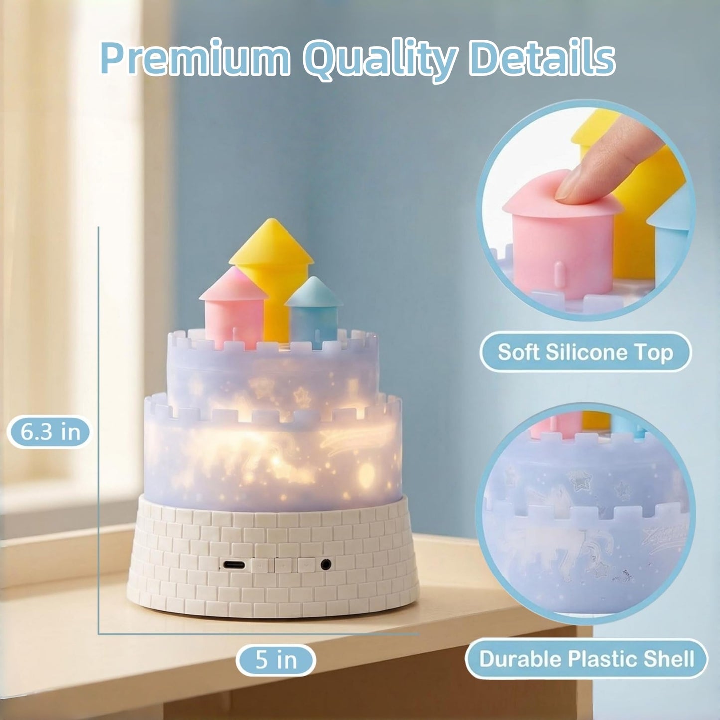 Projection Night Lights for Kids, 3-in-1 Carousel Star Nightlight for Bedroom, 23 Soothing Films with 12 Lullabies, Portable Rechargeable 1800mAh Rotating Night Light with Remote, Auto-Off Timer
