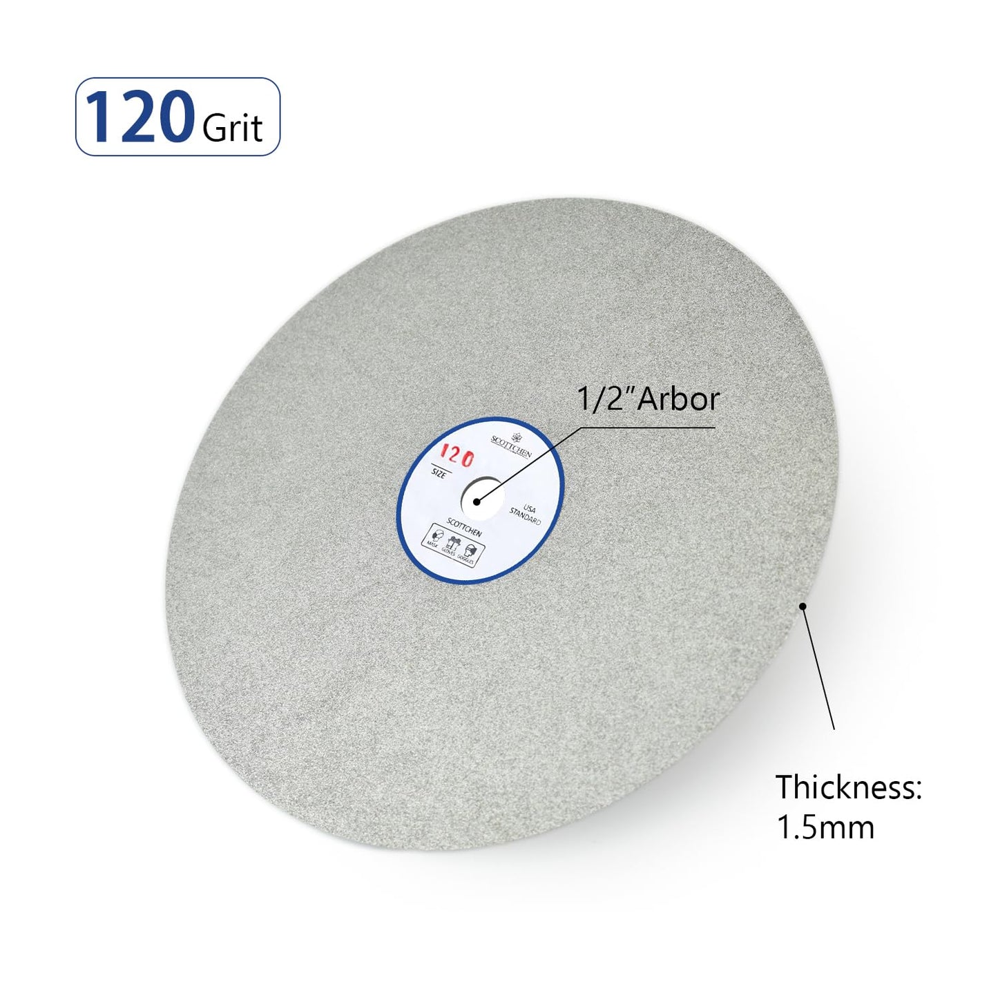 SCOTTCHEN Diamond Flat Lap Wheel 8" x 1/2" Grinding Sanding Disc Lapping Polishing Disc-120 Grit