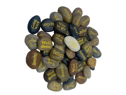 Majorhouse 52pcs Engraved Inspirational Stones With Inspiring Prayer Words,Encouragement Stones for Family and Friends.You rock.
