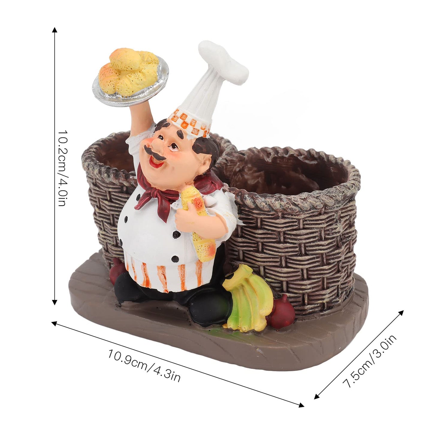 Salt and Pepper Shaker Sets, 2Pcs Shaker Spice Bottle with French Chef Sculpture Decoration Sitting Chef Decorative Statue Spice Organizer for Kitchen
