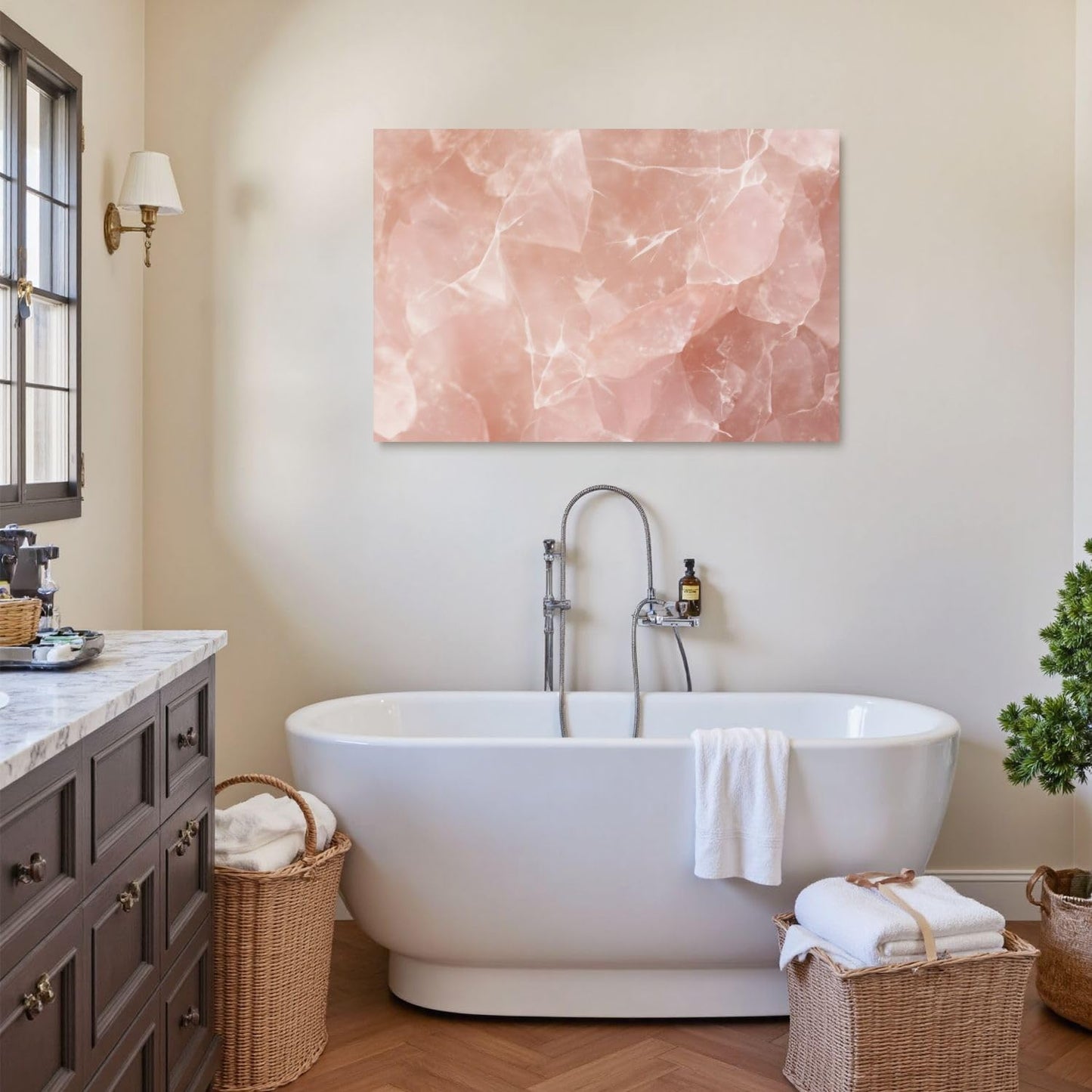 Canvas Wall Art Prints Himalayan pink salt rock from whole solid crystal block Large Framed Artwork Wall Paintings Pictures Posters 24"x36" Home Decor for Living Room Office Bedroom