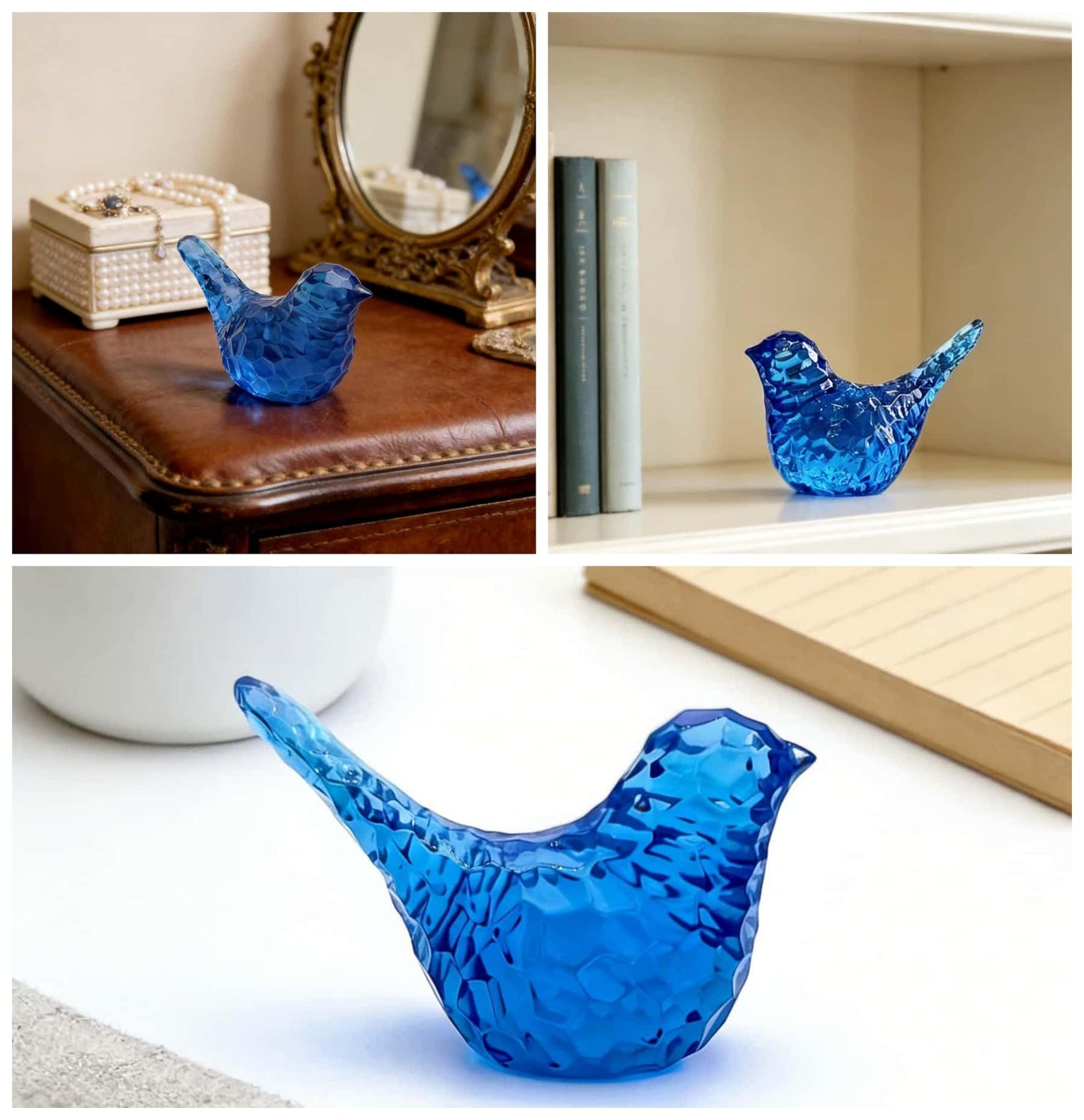 JWT Astyle Blue Bird Figurines Living Room Office Shelf Home Decor Accents,Bird Gifts for Bird Lovers Women,Knick Knacks for Shelves Bookshelf