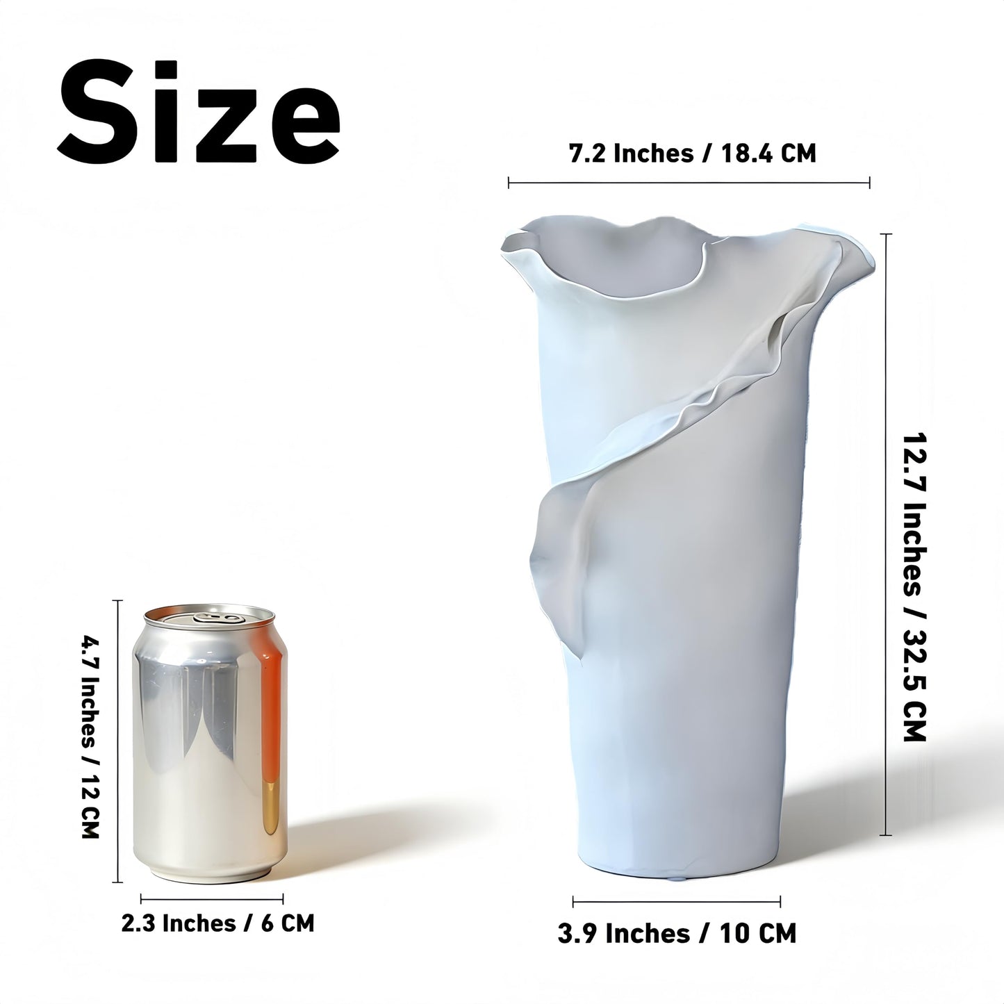 Abstract Irregular Ceramic Vase, White Irregular Pottery Vase, Handmade Decorative Minimalist Flower Vases for Modern Home, Tabletop, Shelf & Office
