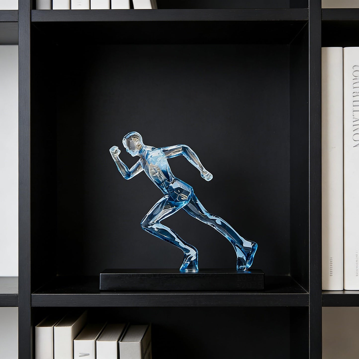 AWNR Handmade Gold Abstract Statue- Exquisite Resin Figurine for Modern Home Decor Living Room Shelf Office Decorations, Perfect for Bookshelf, Desk, and TV Stand Accents. (Transparent Blue)