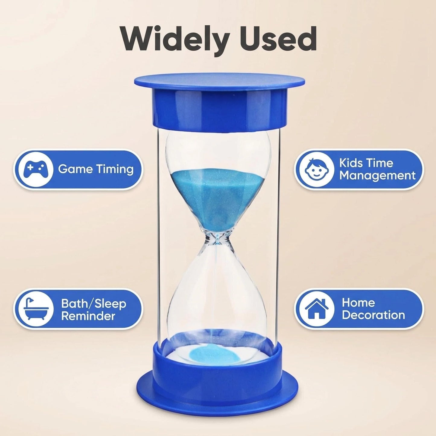 JIEHET 60 Minutes Hourglass Sand Timer, Dual Protection Hour Glass with Sand, Sand Timer for Kids Safety, Sand Clock Watch, Creative Gift, Living Room Office Decorative (Blue)