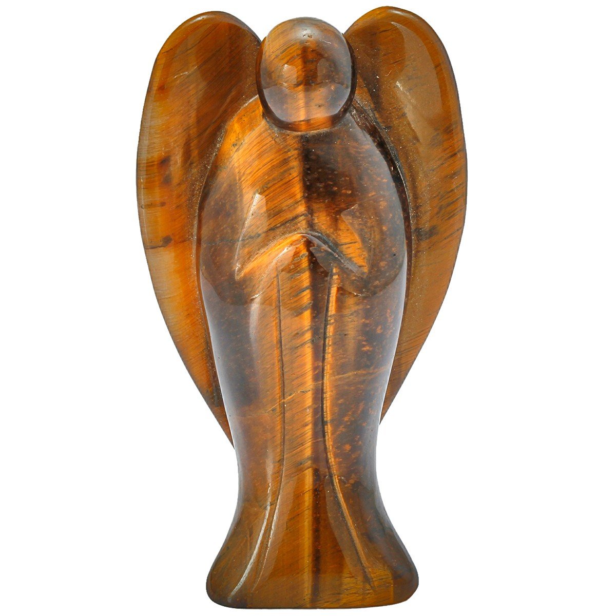 Rockcloud Healing Crystal Gemstone Carved Pocket Crystal Guardian Angel Figurines 3 inch, Tiger's Eye Stone