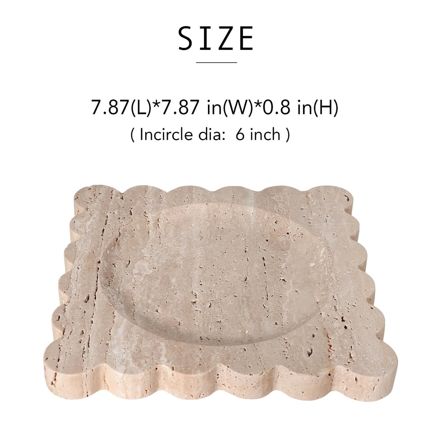 Natural Travertine Tray with Scalloped Edge, Vanity Decorative Tray for Countertop Organizer, Catchall Tray for Perfume, Candles, Jewelry Dish