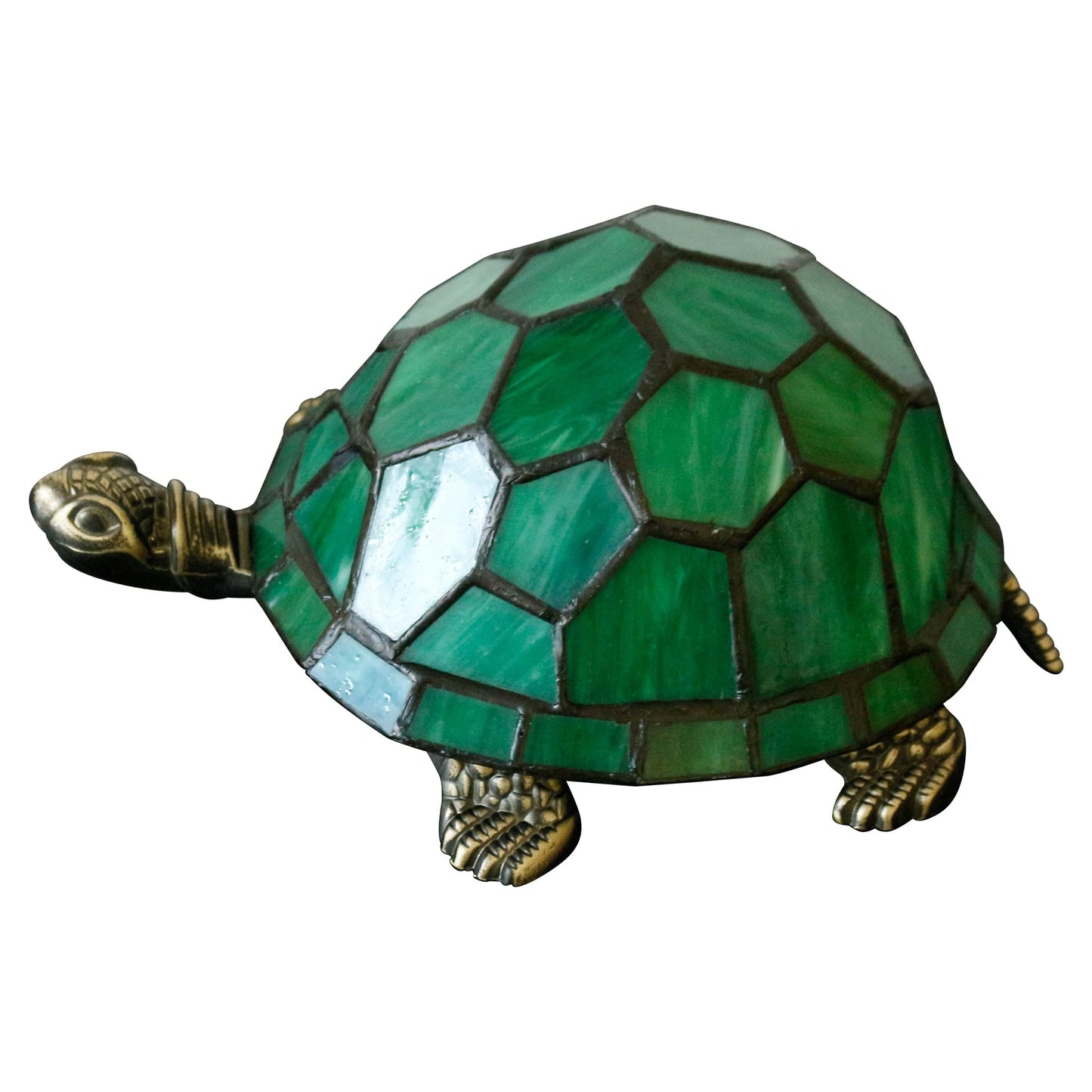 ZJART Tiffany Tortoise Lamp Small Stained Glass 8X5X4 Inch Green Turtle