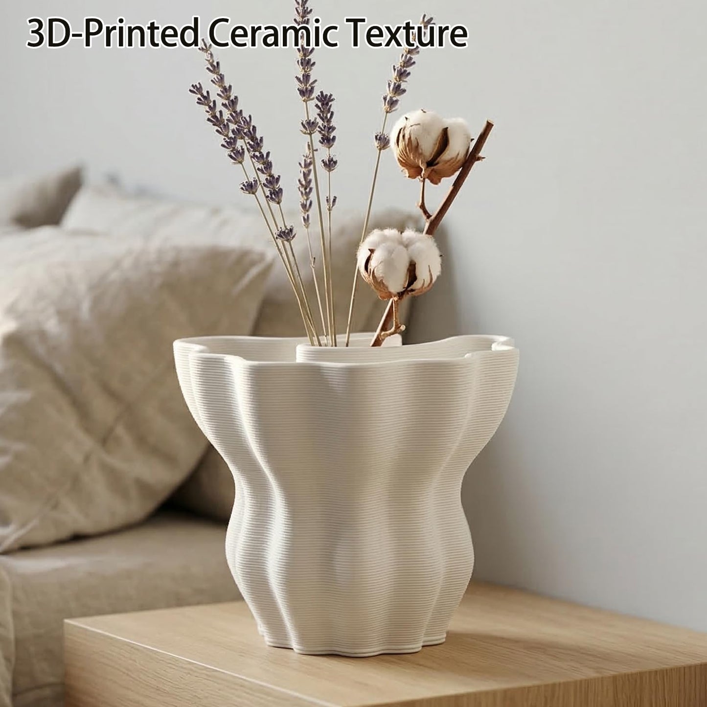 Contemporary White Ceramic Vase, Abstract Irregular Shape Sculptural Accent for Home Decor, Modern Artistic Centerpiece for Coffee Table or Bookshelf