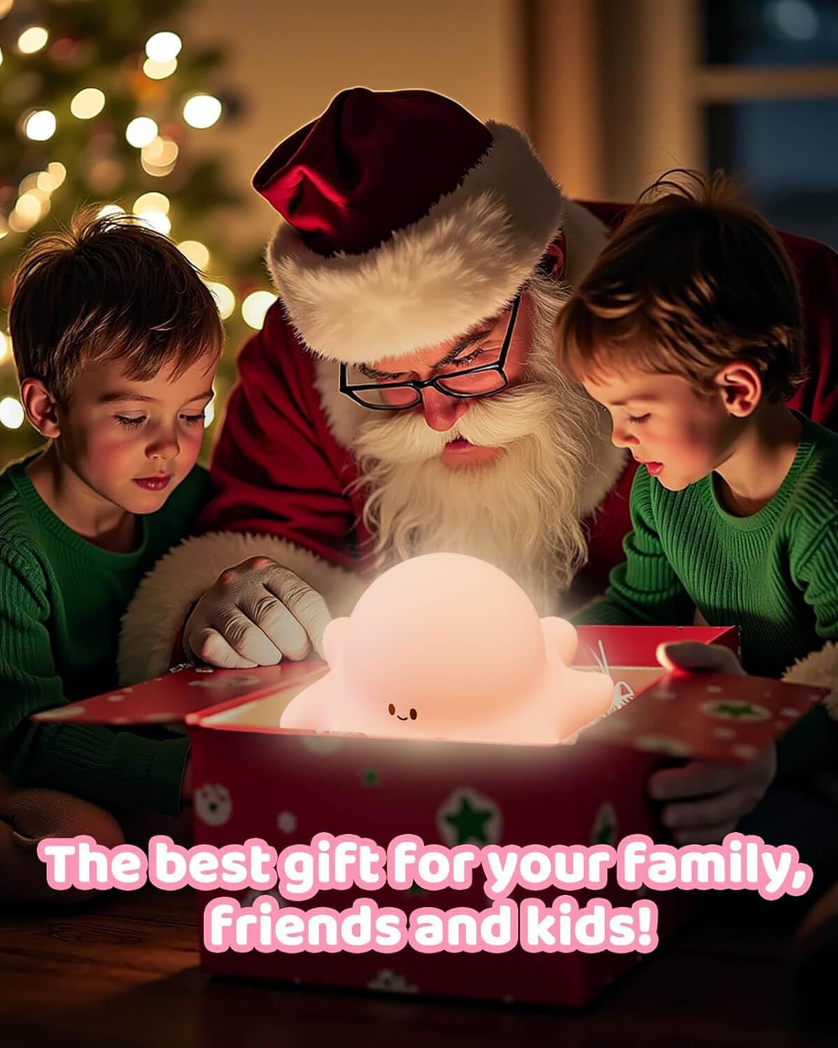 Lustrinex Cute Octopus Rechargeable Silicone Night Light for Kids, Dimmable Touch Control Nightlight with Timer, Portable USB Baby Night Lamp for Nursery, Bedroom