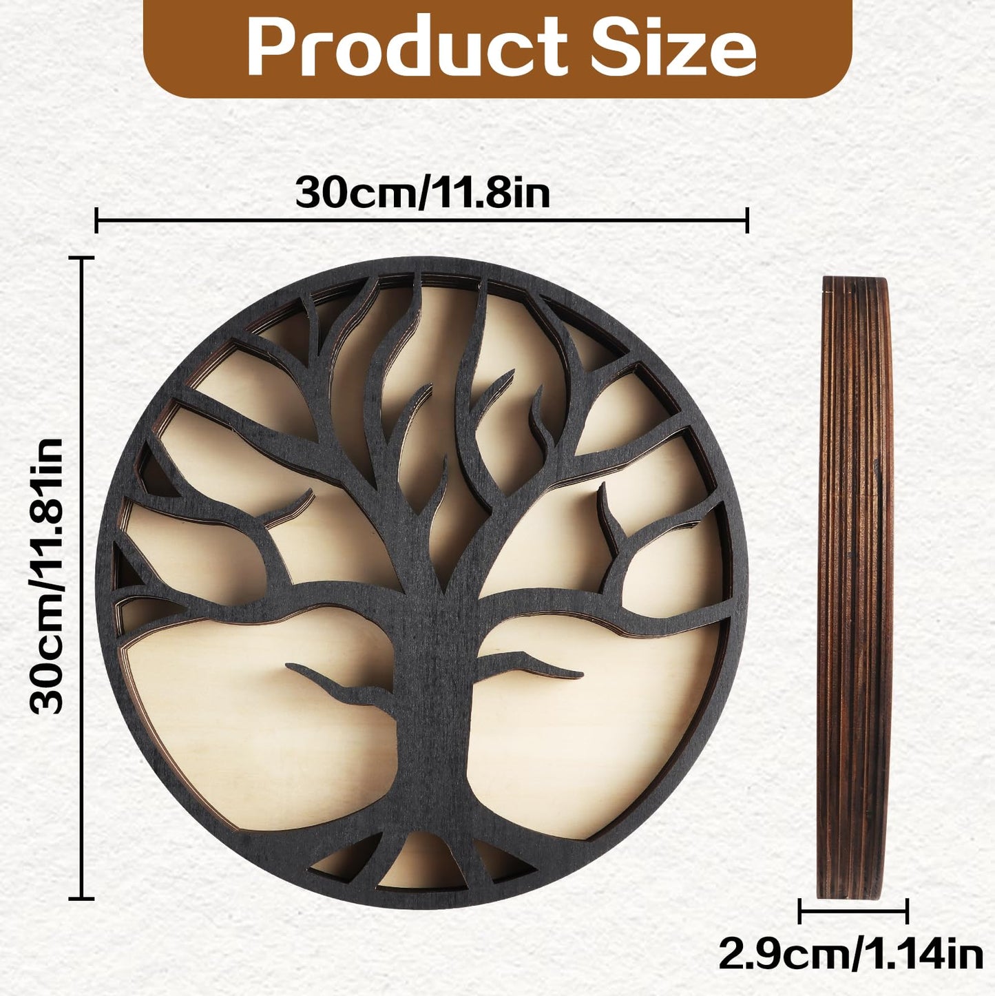 Wooden Crystal Display Shelf Tree of Life Floating Shelf for Rocks, Stones, Crystals, Essential Oils Storage, Wall Mounted Shelf, Gothic Rustic Boho Style Wall Art Decor, 11.8x11.8 inches