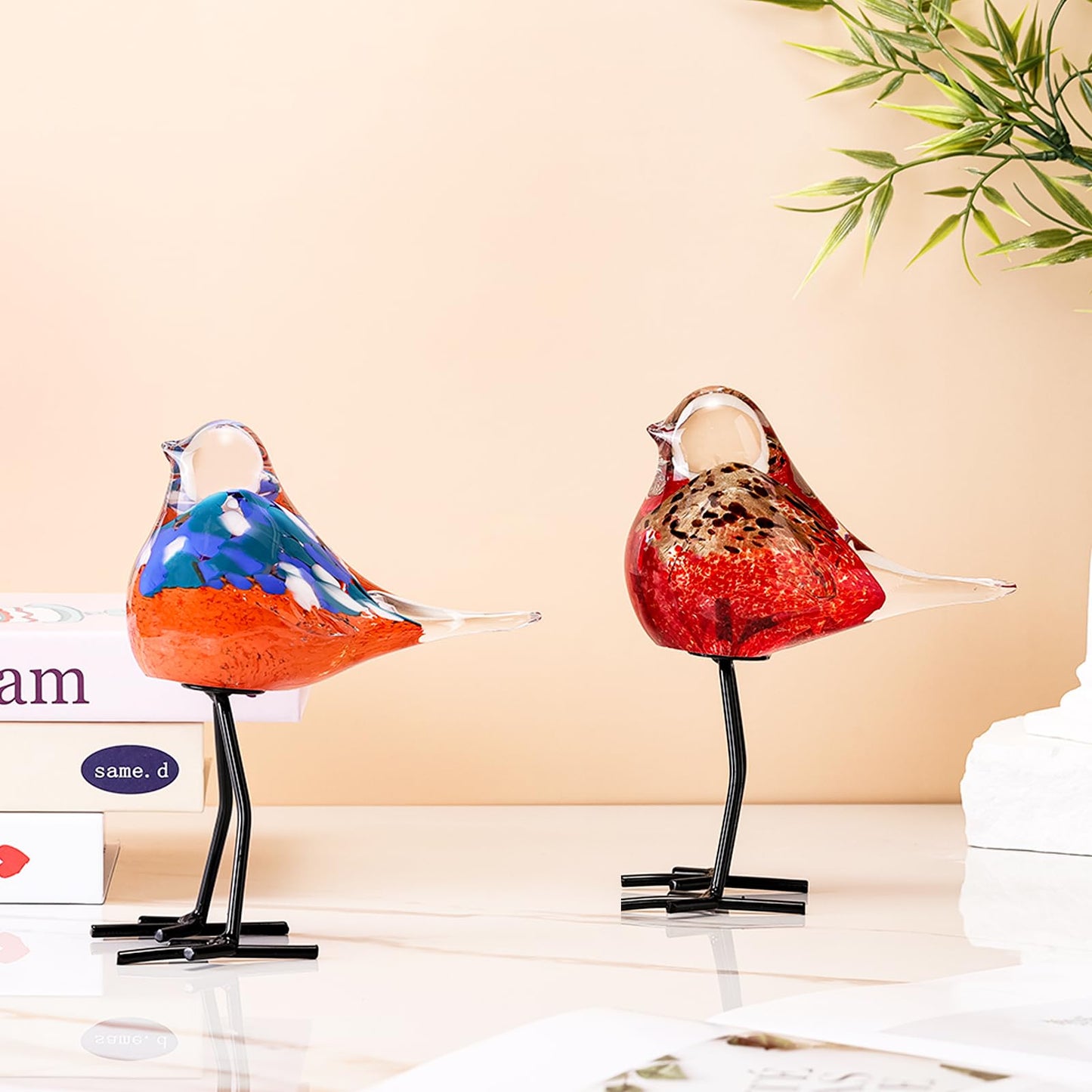 ORRFIDDY Glass Bird Figurines Art Collectible Ornaments Statue Figurines Modern Handmade Sculpture Home Decor