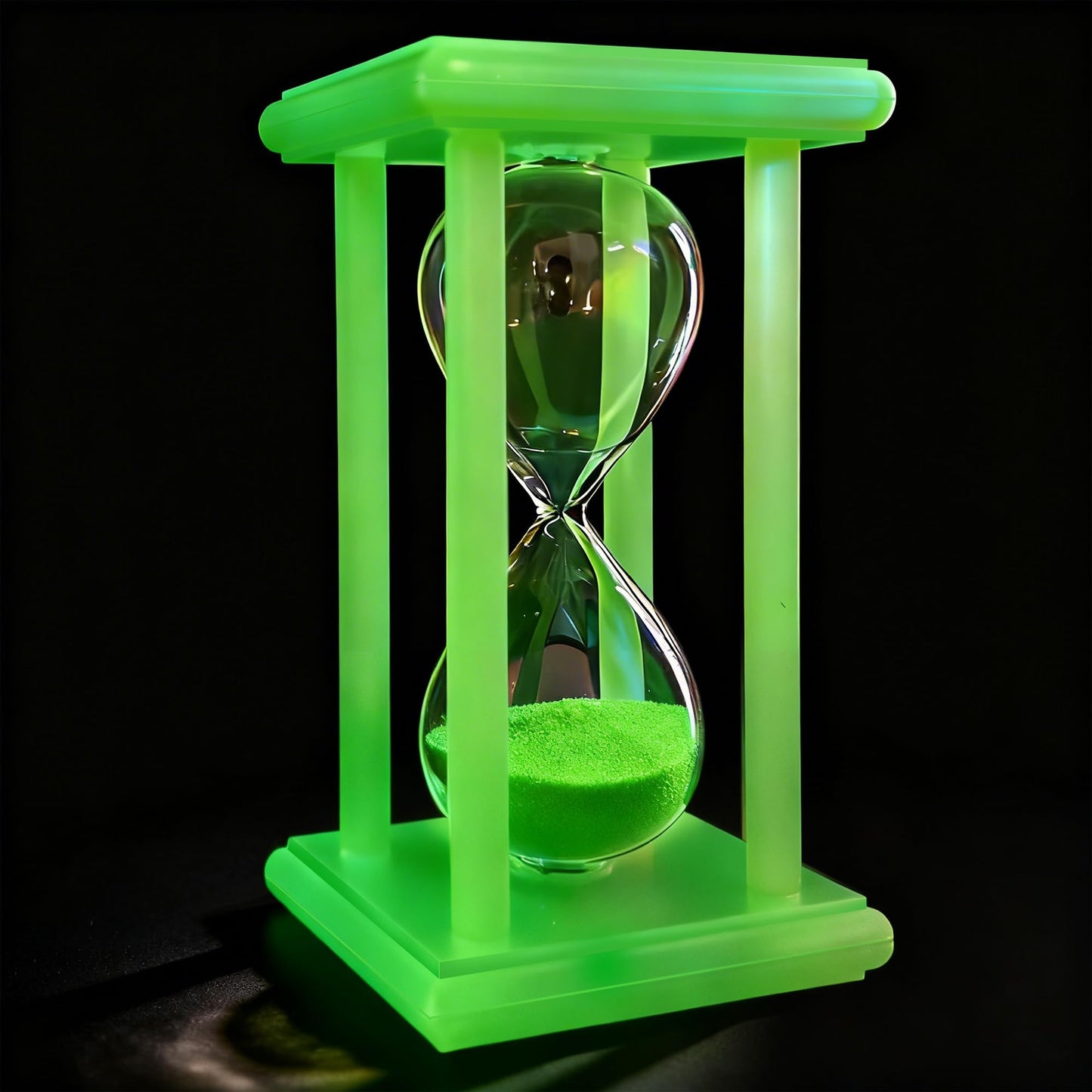 PROLOSO 30 Minutes Hourglass Green Sand Timer Glow in the Dark Sandglass Large Sand Clock Watch for Home Office Shelf Ornament